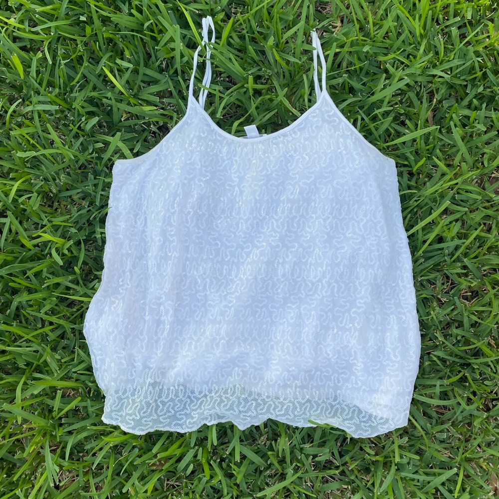 Vintage Y2K white sequins tank top